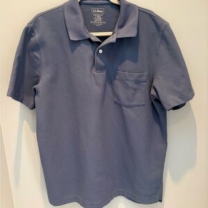 L.L. Bean Blue Polo Shirt Mens L Traditional Fit Pocket Cotton Classic